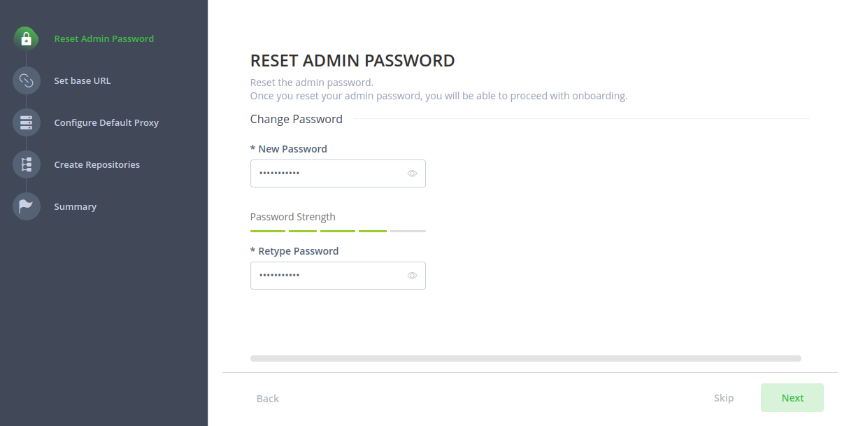 JFrog password reset screen